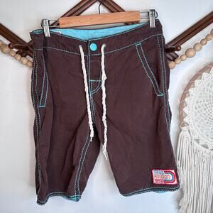 True Religion Brown Blue Board Shorts